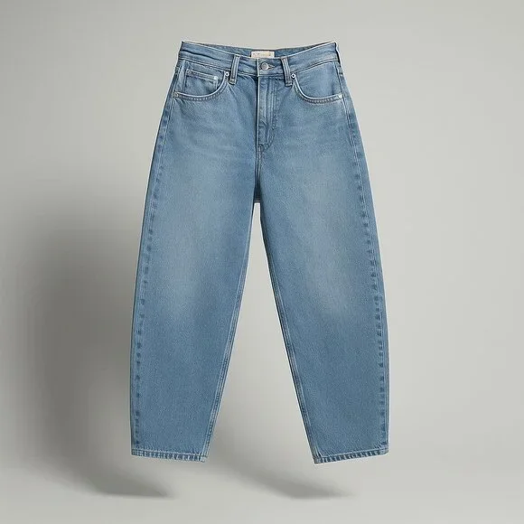 Etica Denim Cassel Ultra High Barrel Jeans Women Size 26 Atwood Wash 100% Cotton - Picture 1 of 16